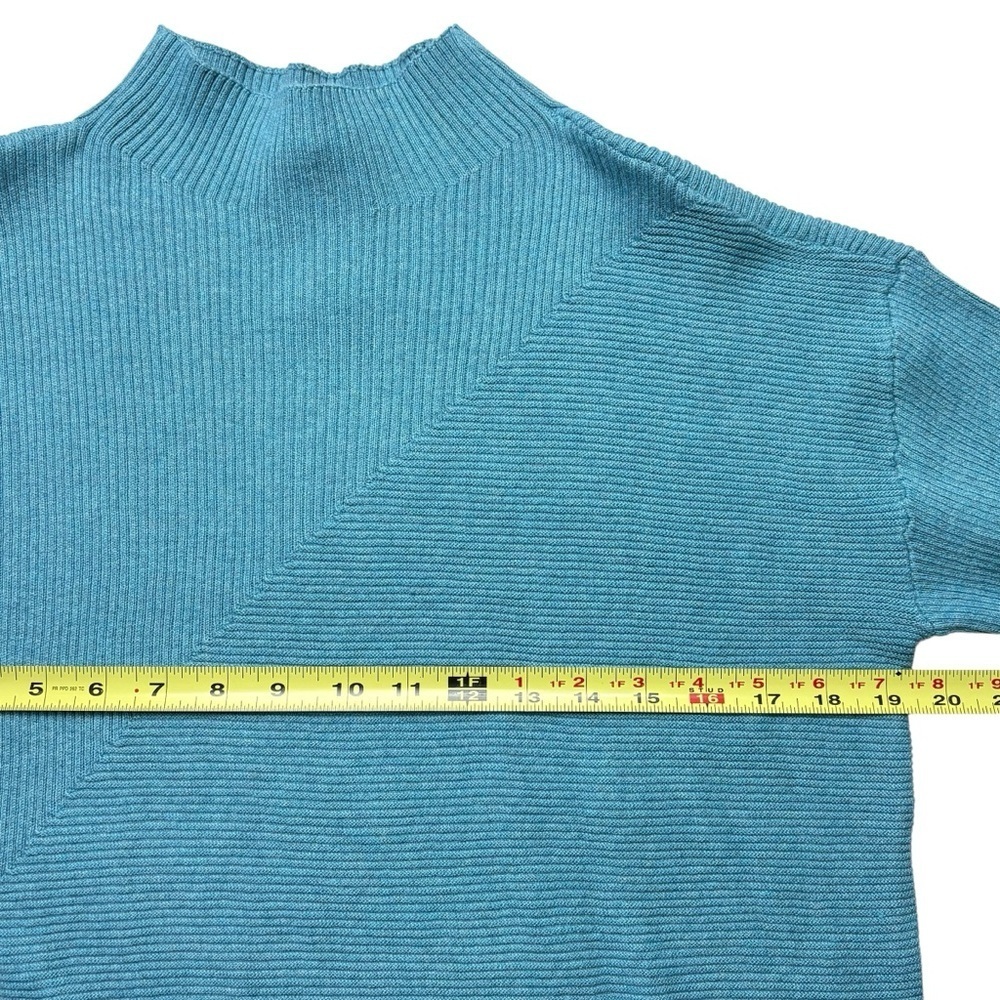 NWT Talbots Ribbed Mock Neck Sweater Size M Medium Ocean Blue Long Sleeve - Picture 6 of 10